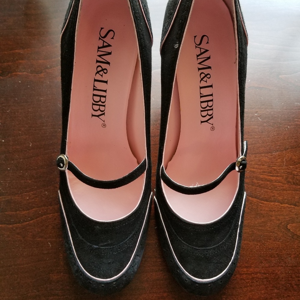 Sam and Libby black suede heels